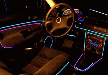 Svítící elektrický drát - kabel, 2m, barva růžová 12V