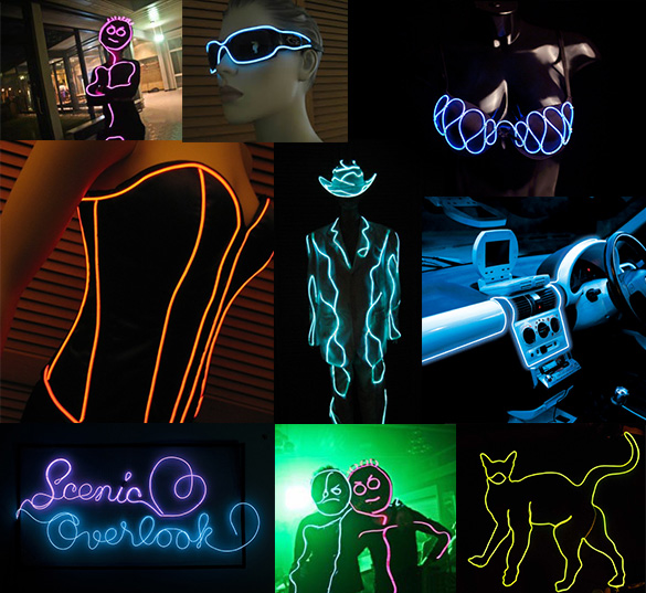 Svítící elektrický drát - kabel, 3m, barva oranžová  12V