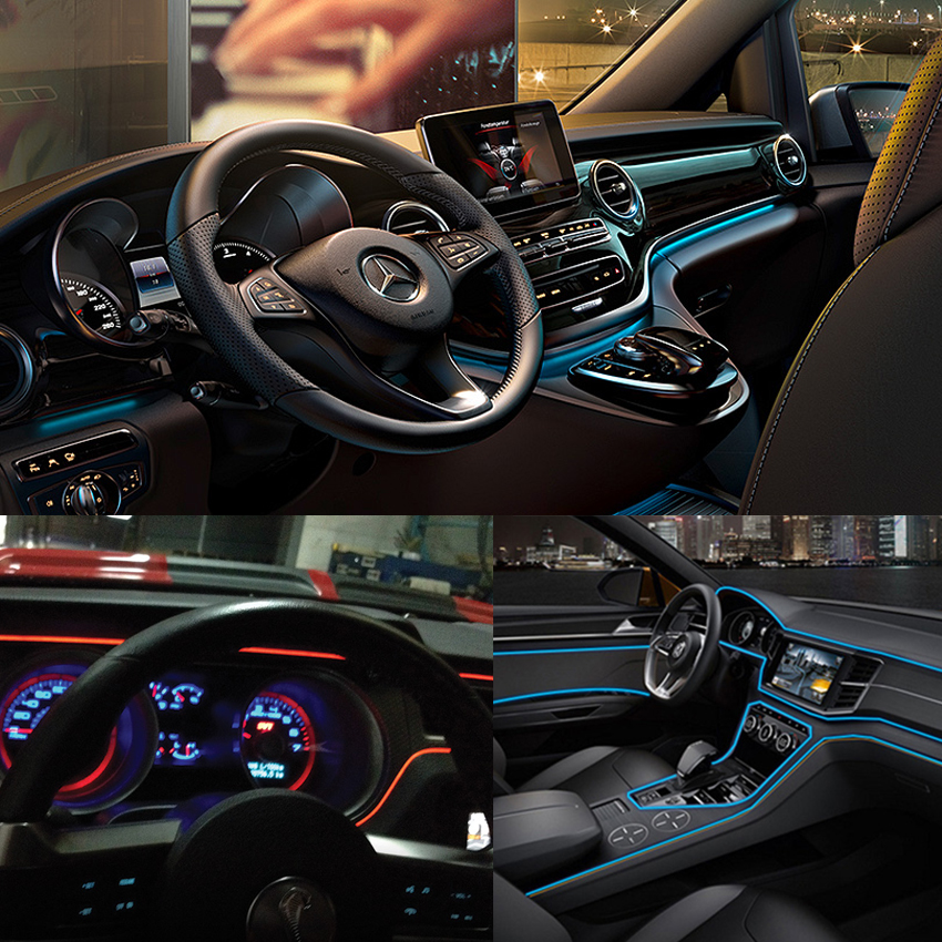 Svítící elektrický kabel - drát, 2m, barva modrá 12V