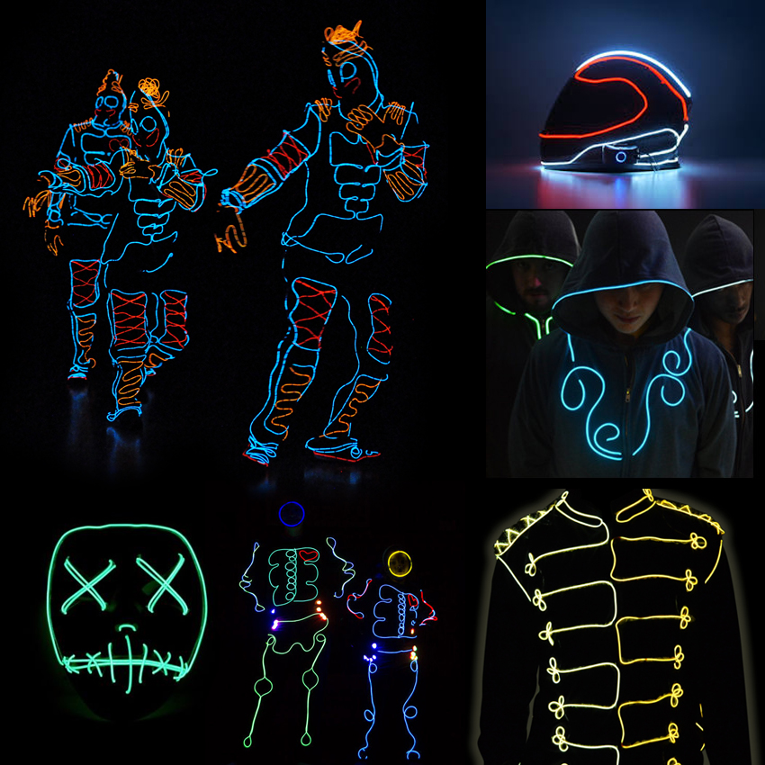 Svítící elektrický kabel - drát, 2m, barva modrá-ice  12V