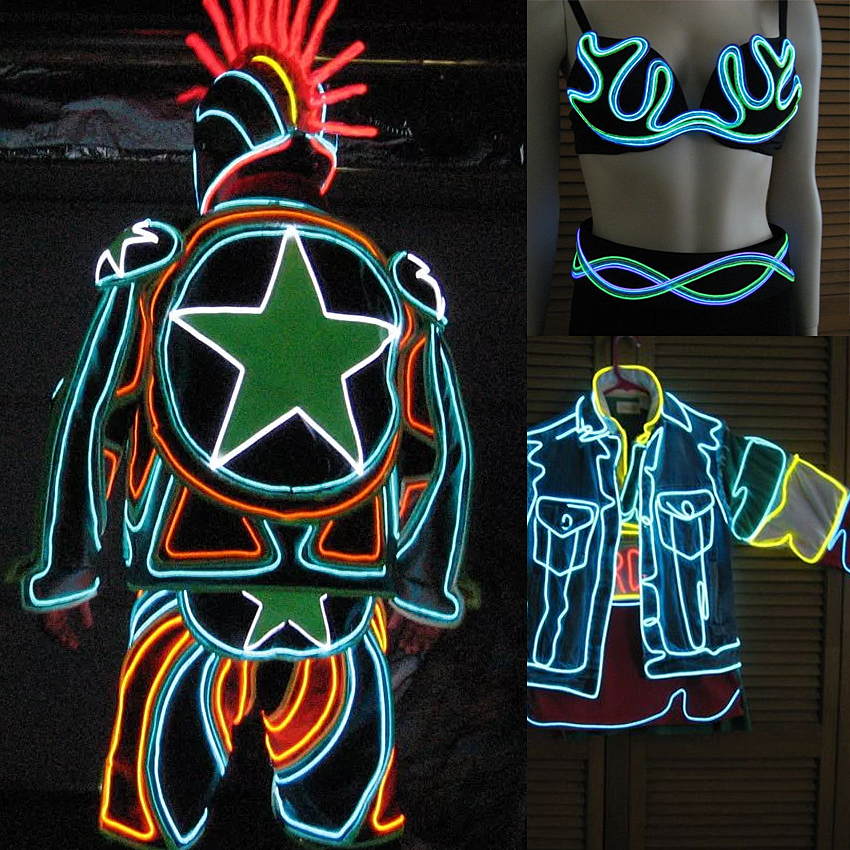 Svítící elektrický kabel - drát, 3m, barva modrá 12V