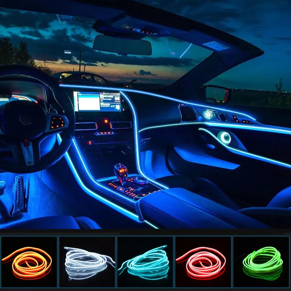 Ambientní LED RGB USB osvětlení do auta, 3m 12V dálkový ovladač