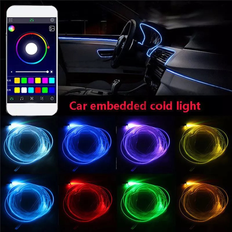 Ambientní LED RGB USB osvětlení do auta, 3m 12V dálkový ovladač