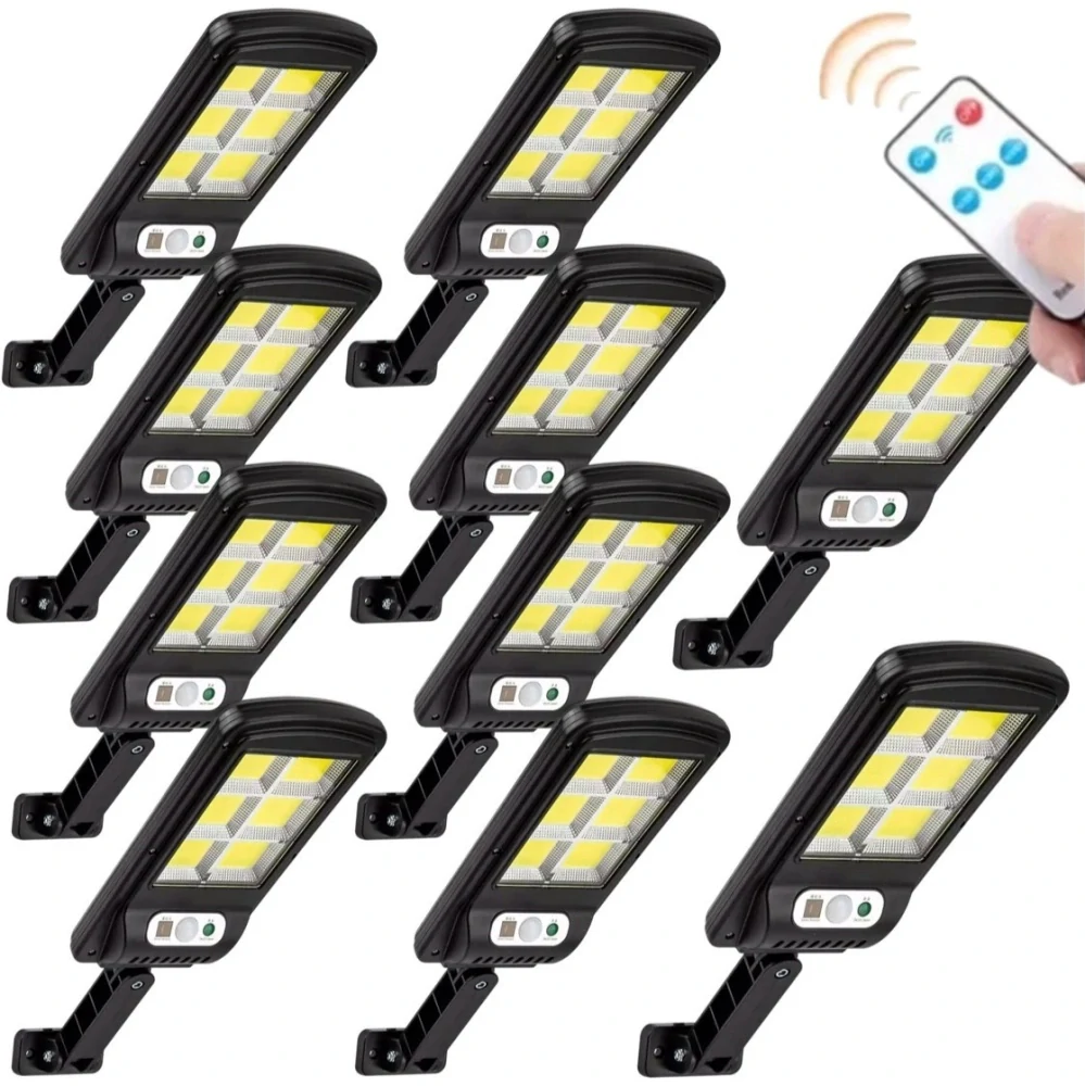 Sada 10ks solární světlo s čidlem pohybu, 120 COB LED, solární venkovní lampa