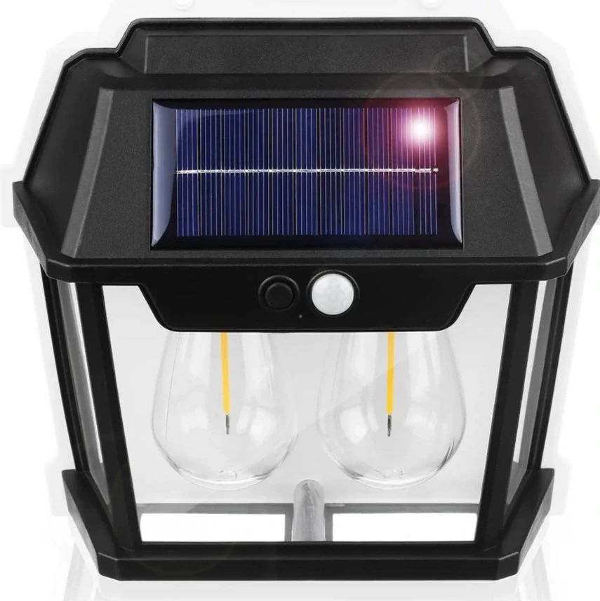 AKCE - Solární nástěnné světlo 2 LED s detektorem pohybu RETRO 28W 1800mAh 600LM 120°