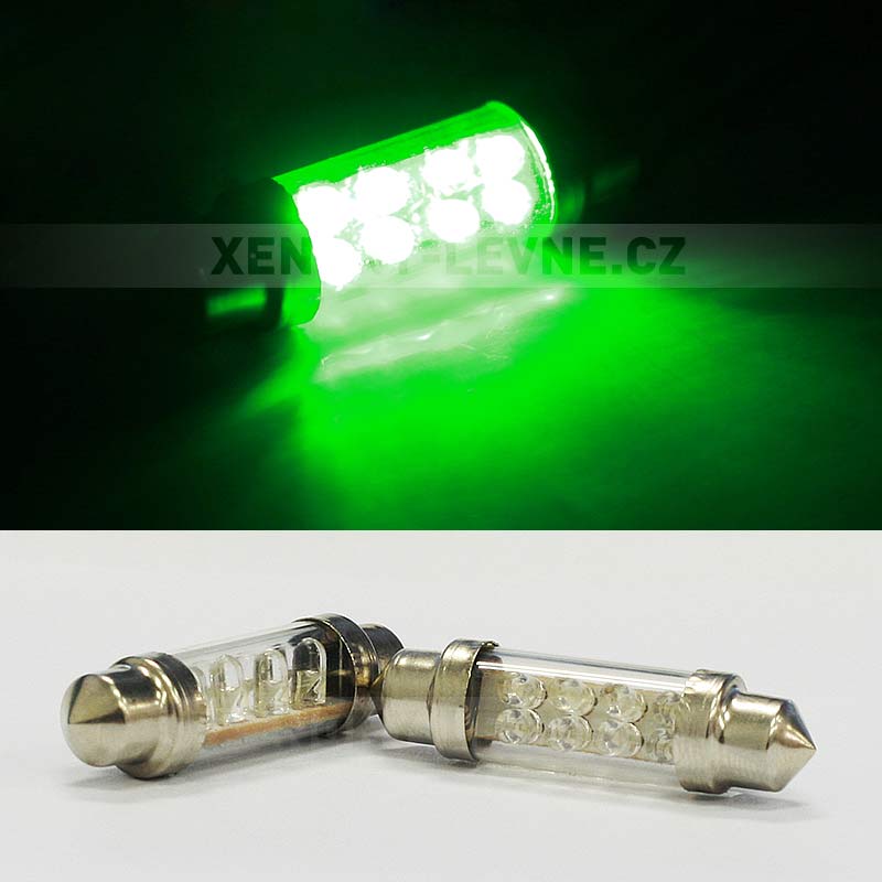 Sufitka zelená, 8 LED, 39mm, 1ks