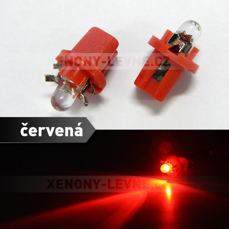 Sada LED žárovek do palubní desky, červená barva, patice B8,5D