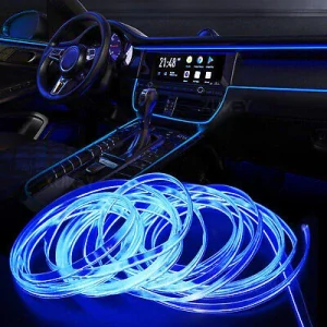 Svítící elektrický kabel - drát, 3m, barva modrá 12V