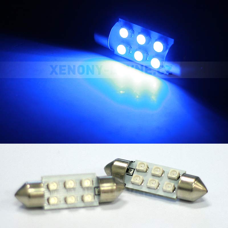 Sufitka modrá - Super 6xSMD LED, 36mm