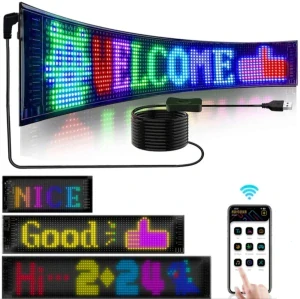 Flexibilní LED USB panel 348x102mm s vlastním textovým animačním vzorem + iOS a Android s Bluetooth