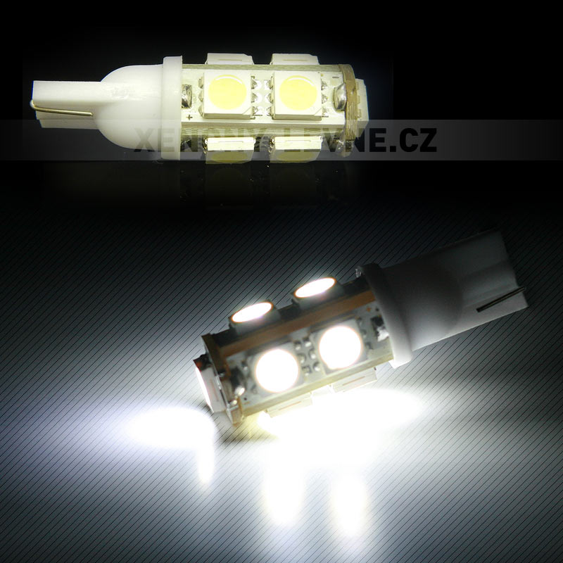 LED T10 - 9 x LED SMD BÍLÉ - bezpaticové, 1ks