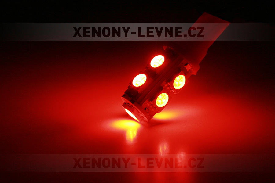 LED T10 - 9 x LED SMD ČERVENÉ - bezpaticové, 1ks