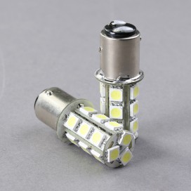 Oranžová LED SMD žárovka patice BA15D, dvoupólová, 18ks supersvítivých SMD diod