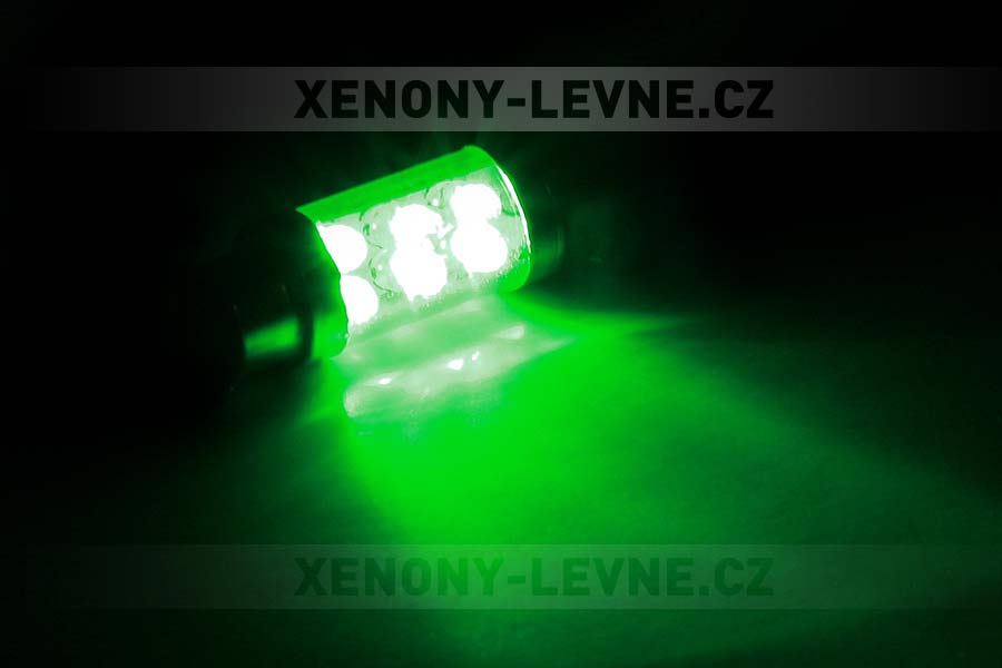 Sufitka zelená, 6 LED, 36mm, 1ks