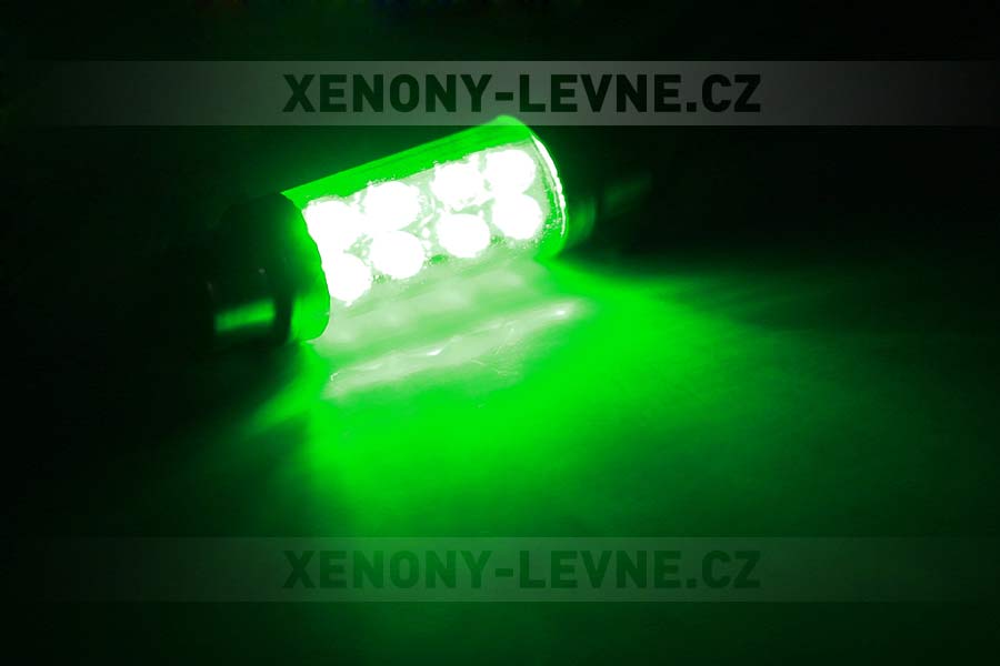 Sufitka zelená, 8 LED, 39mm, 1ks