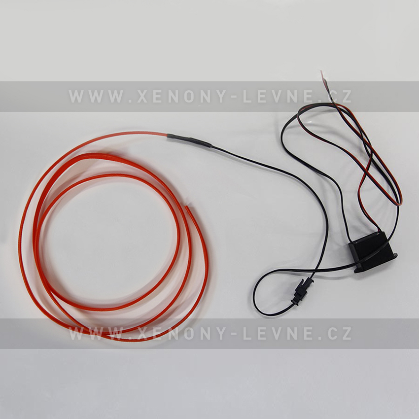 Svítící elektrický drát - kabel, 2m, barva červená 12V