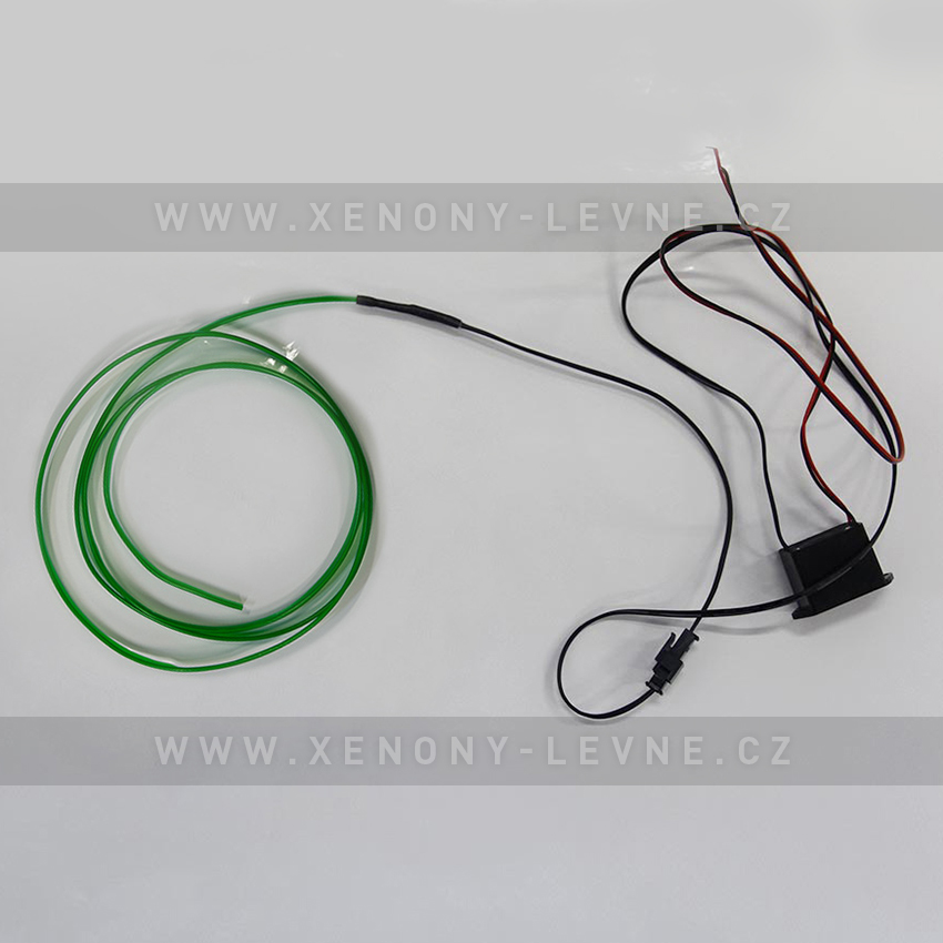 Svítící elektrický drát - kabel, 3m, barva zelená 12V