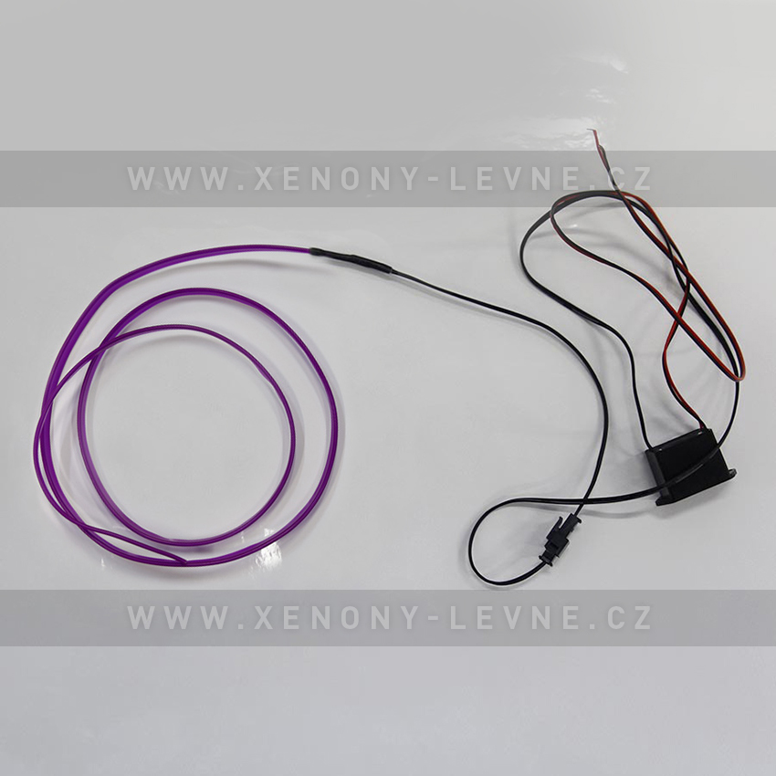 Svítící elektrický drát - kabel, 5m, barva fialová 12V