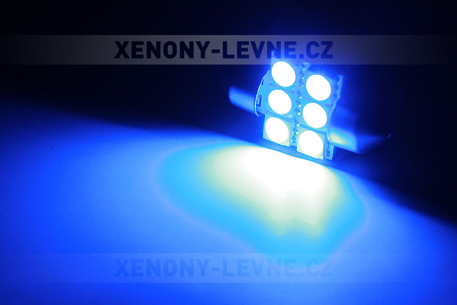 Sufitka modrá - Super Light, 6 SMD LED, 31mm
