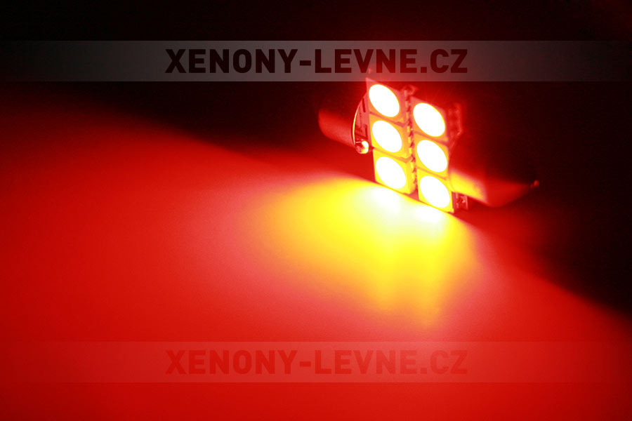 Sufitka červená - Super Light, 6 SMD LED, 31mm