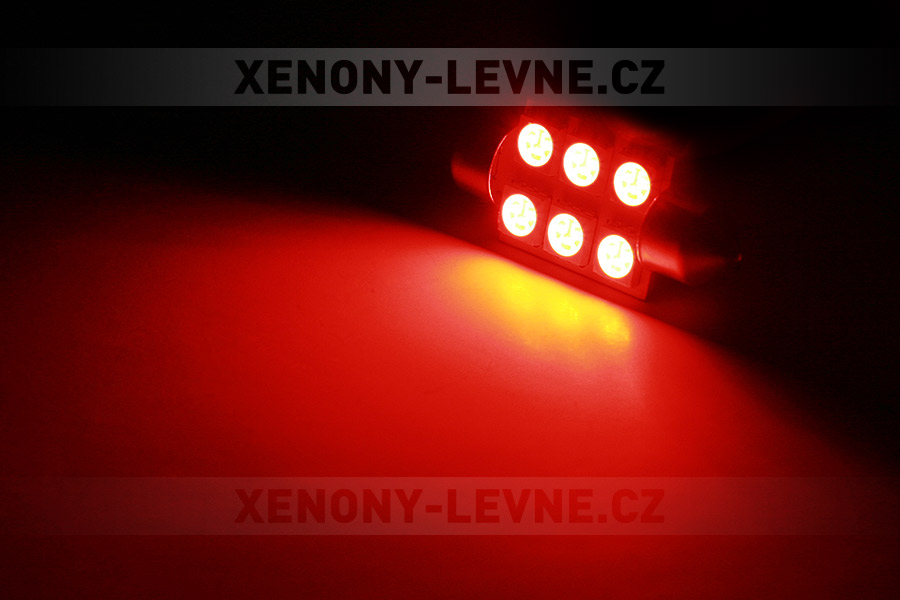 Sufitka červená - Super Light, 6 SMD LED, 36mm