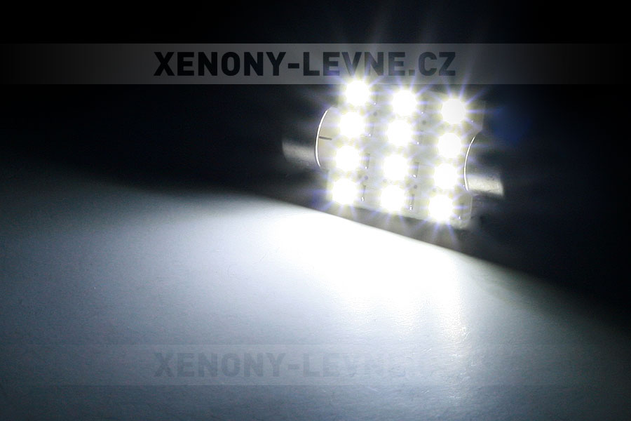 CAN-BUS sufitka bílá - Super Light, 12 SMD LED, 36mm, 1ks