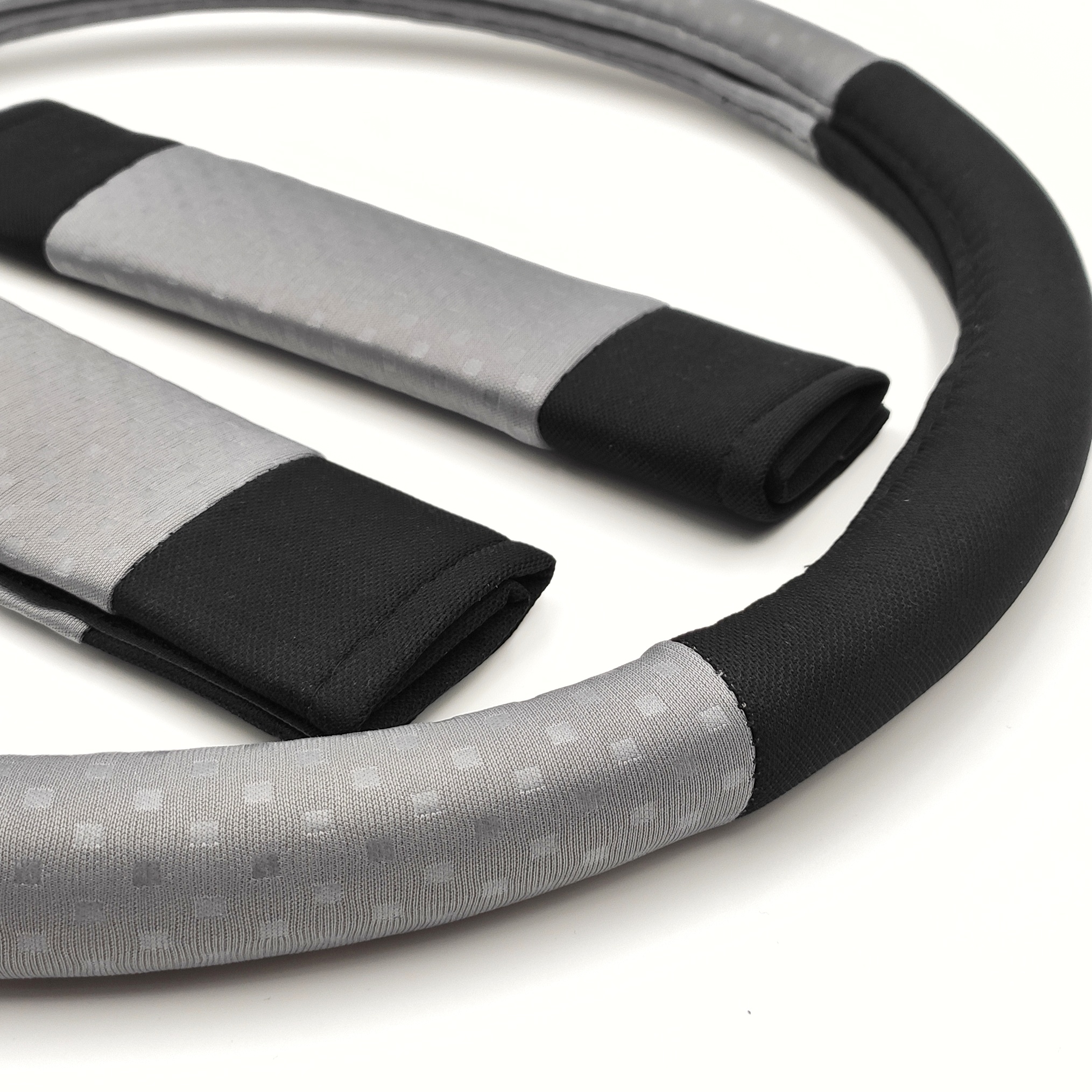 Potah na volant, šedý + návleky na bezpečnostní pásy