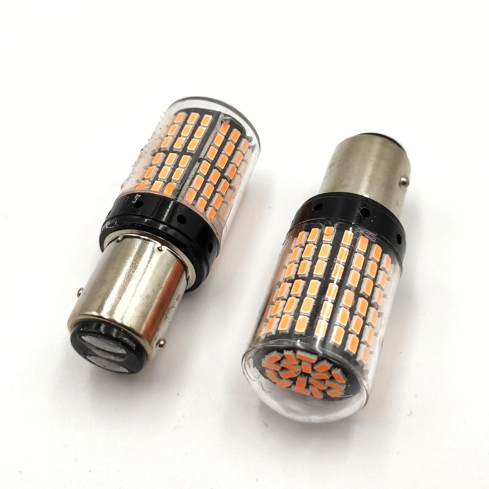 Oranžová LED žárovka BA15D, 5W CANBUS, 144 SMD, 1ks