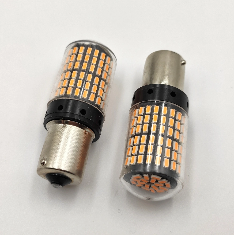 Oranžová LED žárovka BA15S, 5W CANBUS, 144 SMD, 1ks