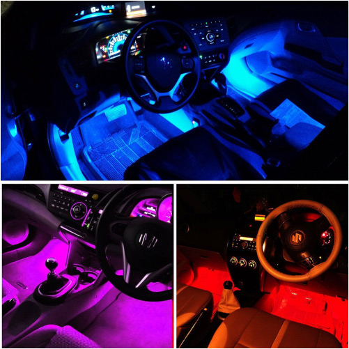 LED RGB osvětlení do interiéru aut, 22cm s dálkovým ovládáním