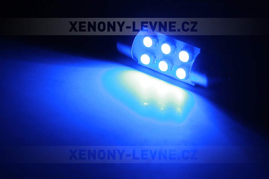 Sufitka modrá - Super 6xSMD LED, 36mm