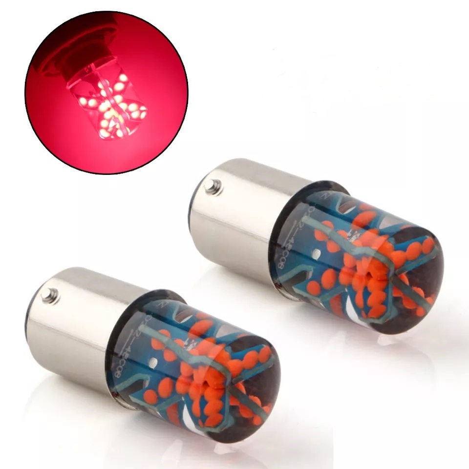 Červená LED žárovka BA15D, 48 LED COB, 1ks