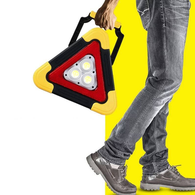 LED svítilna - baterka, 3x LED výstražný trojúhelník s powerbankou a solárním panelem