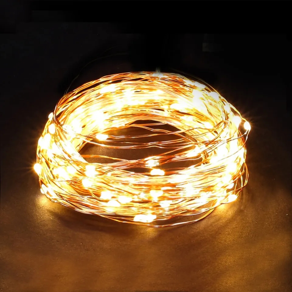 Solární venkovní dekorativní LED osvětlení, 10m teplá bílá 100 LED