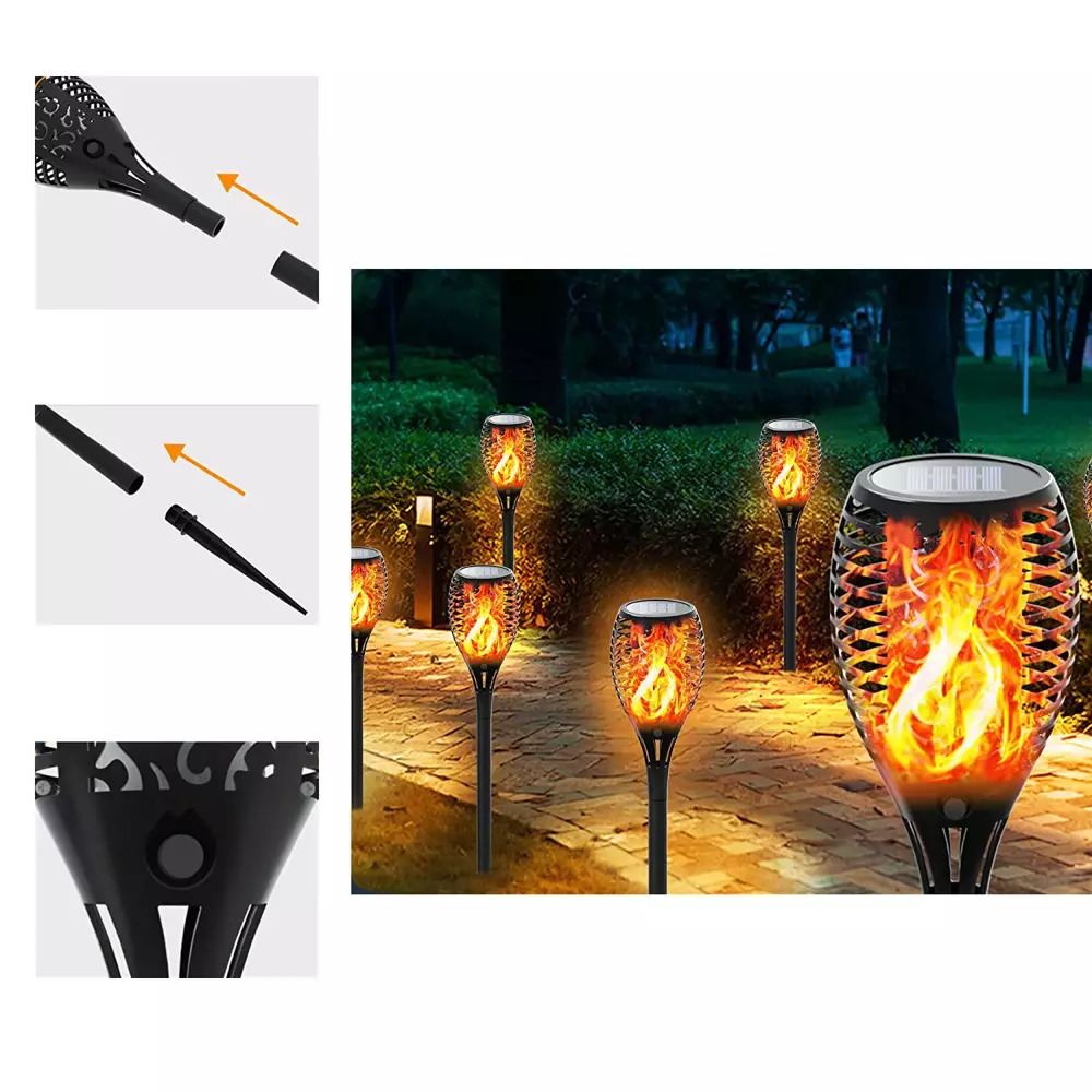 LED solární světlo s efektem plamene 58cm 33 LED SMD