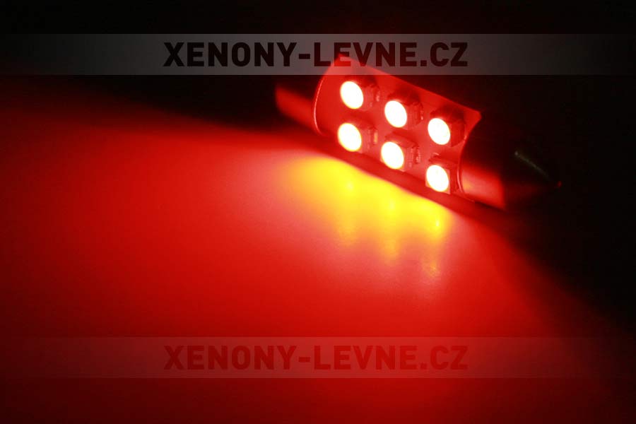 Sufitka červená - Super 6xSMD LED, 41mm