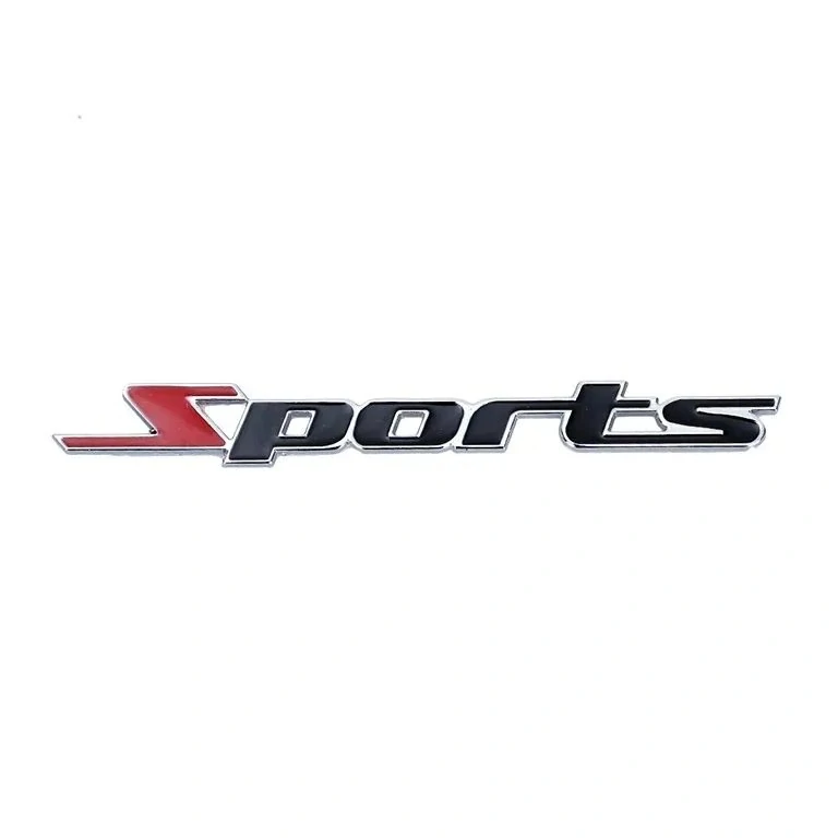 2x Samolepka 3D Sports, barva chrom/černá/červená