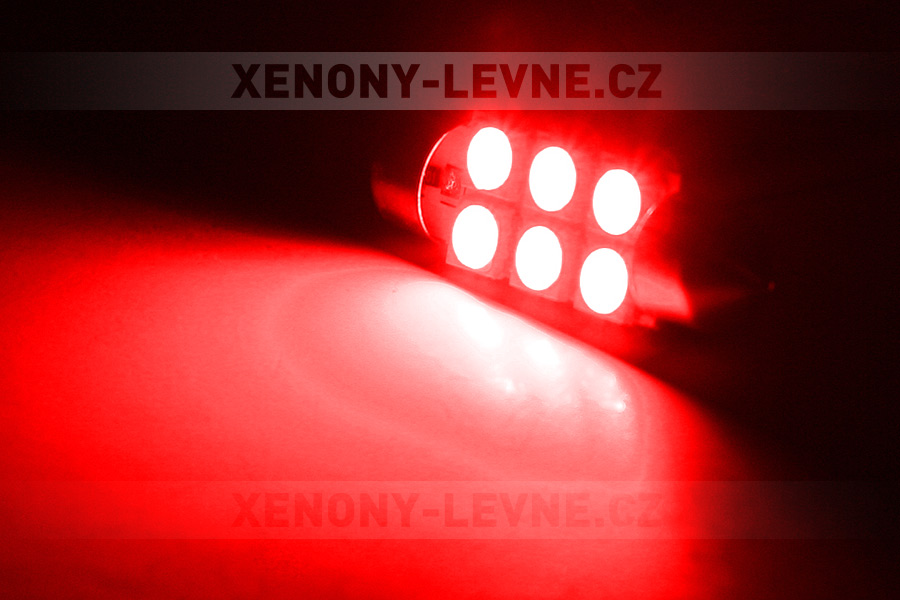 Sufitka červená - Super 6xSMD LED SINGLE, 39mm