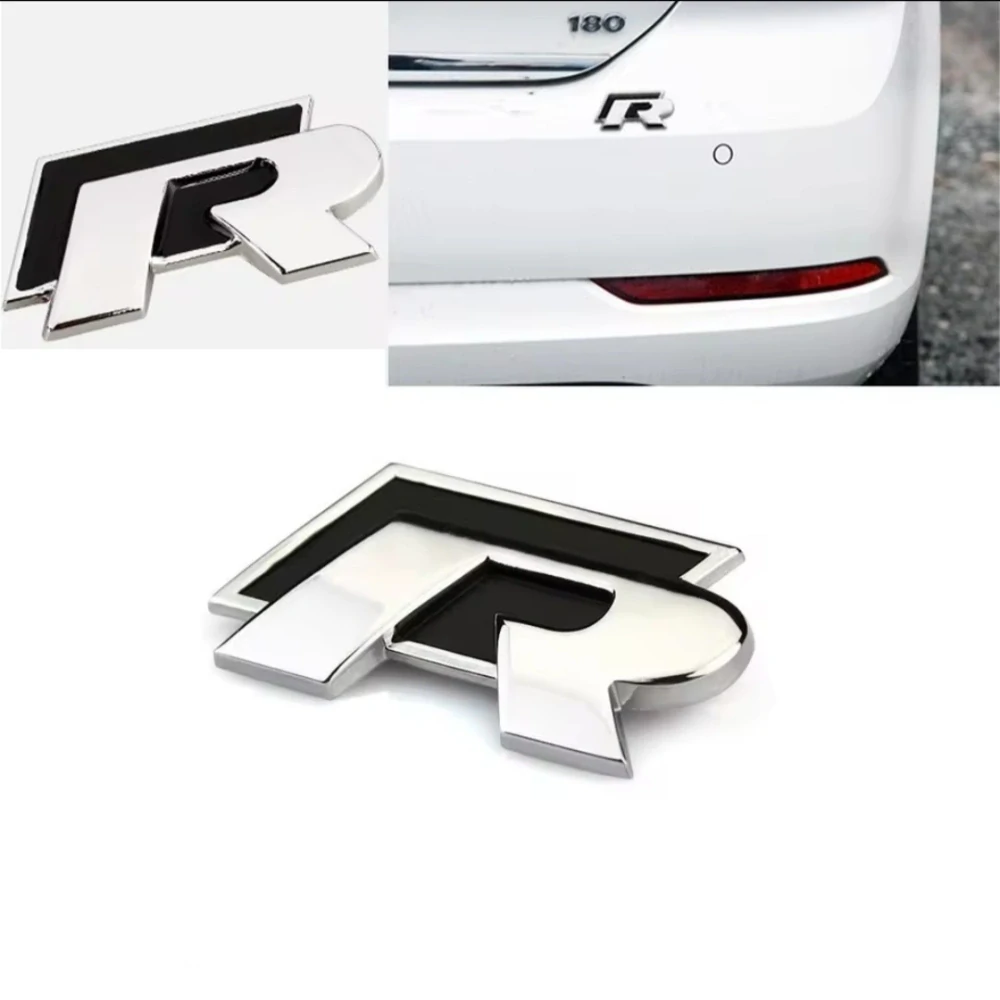 2x Samolepka 3D R-LINE (kratší), barva černá/chrom