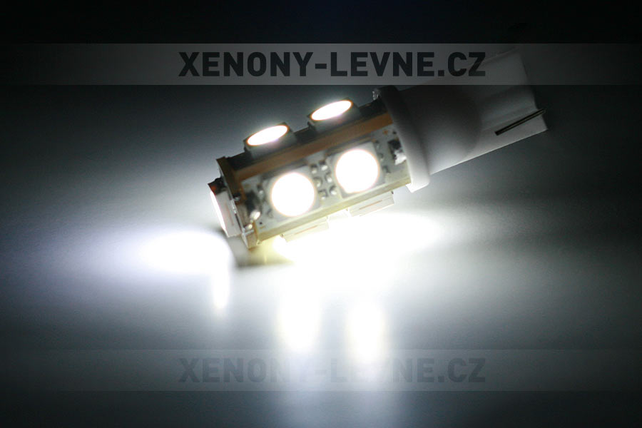 LED T10 - 9 x LED SMD BÍLÉ - bezpaticové, 1ks