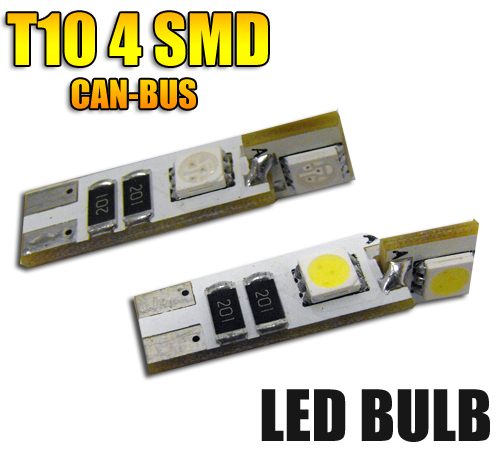 CAN-BUS parkovací světlo T10 (W5W) - BÍLÁ, 4xSMD, 1ks