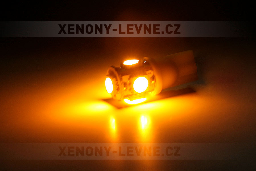 LED T10 - 5 x LED SMD ŽLUTÉ - bezpaticové, 1ks