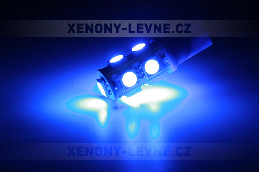 LED T10 - 9 x LED SMD MODRÉ - bezpaticové, 1ks