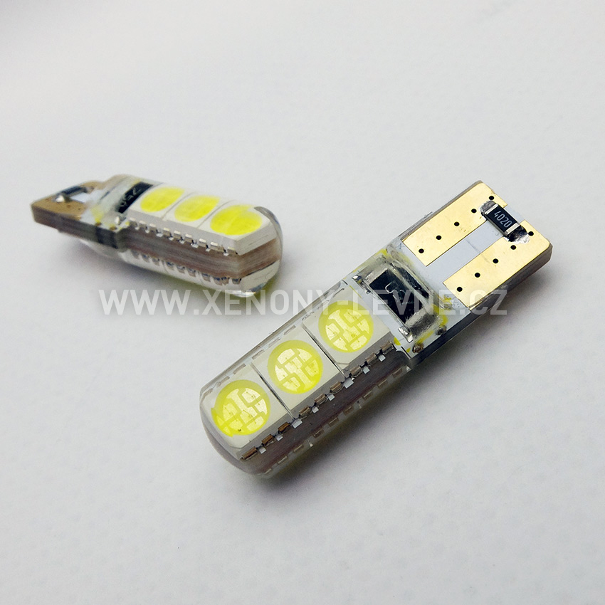 LED žárovky 12V - parkovací žárovka T10 W5W - 6x LED SMD, bílé - CANBUS, 1ks
