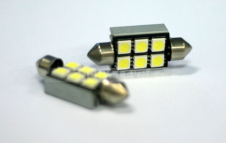 CAN-BUS sufitka bílá - Super Light, 6 SMD LED, 39mm, 1ks