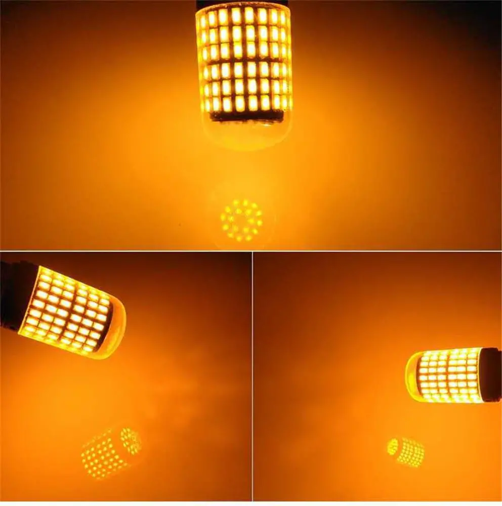 Oranžová LED žárovka BA15S, 5W CANBUS, 144 SMD, 1ks