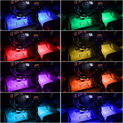 LED RGB osvětlení do interiéru aut, 22cm s dálkovým ovládáním