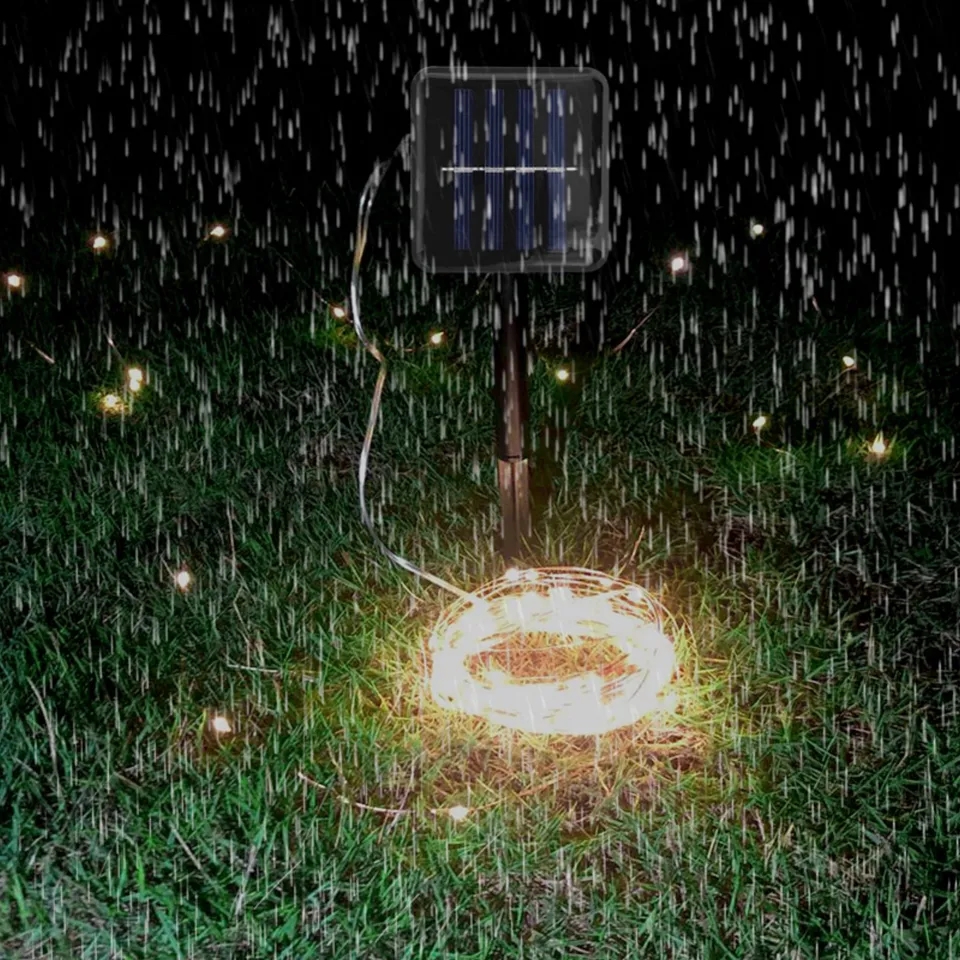 Solární venkovní dekorativní LED osvětlení, 10m teplá bílá 100 LED