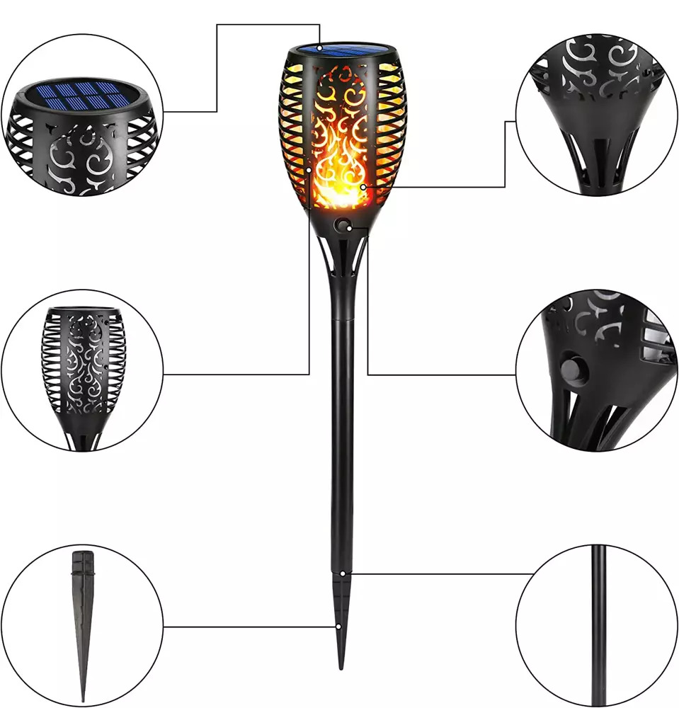 LED solární světlo s efektem plamene 58cm 33 LED SMD