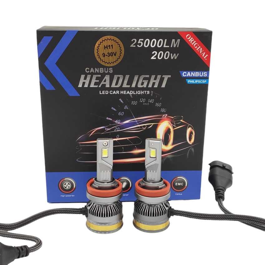 LED autožárovka H11 6000K 25000lm 2x100W CANBUS, sada 2ks
